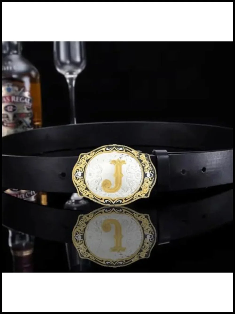 Western Cowboy Belt Buckle with Initial Letter, Zinc Alloy, Vintage Style
